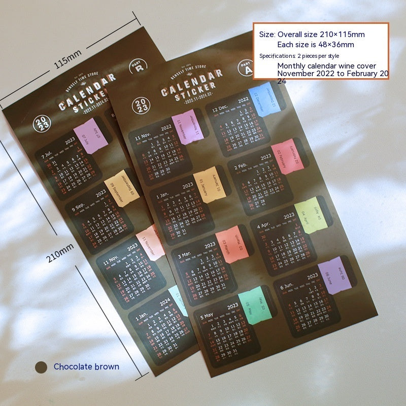 Calendar Index Stickers Retro Calendar Decorative Bookmark