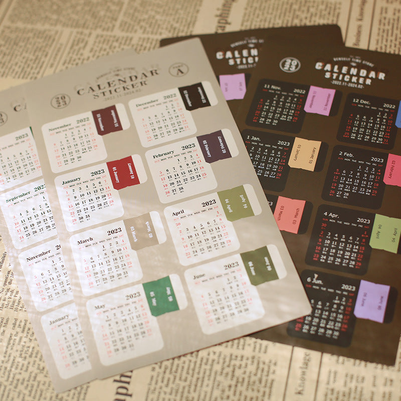 Calendar Index Stickers Retro Calendar Decorative Bookmark