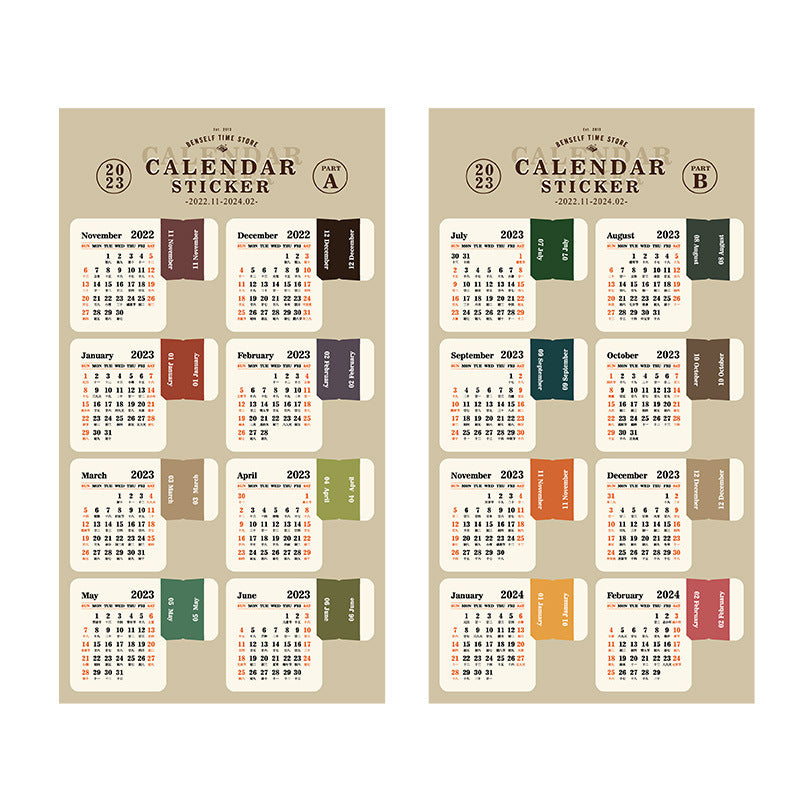 Calendar Index Stickers Retro Calendar Decorative Bookmark