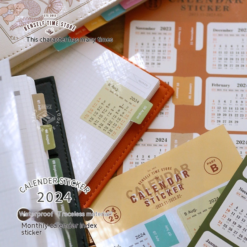 Calendar Index Stickers Retro Calendar Decorative Bookmark