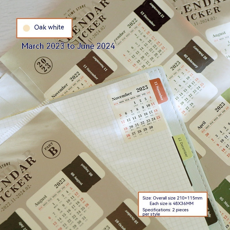 Calendar Index Stickers Retro Calendar Decorative Bookmark